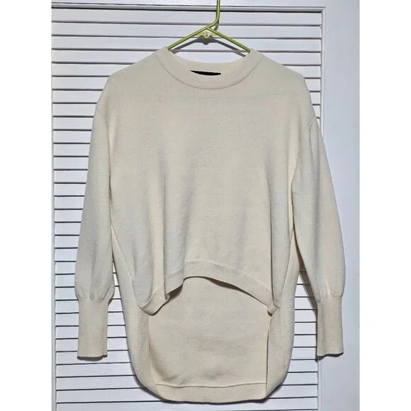 Cedric Charlier Women's Ivory Wool Cashmere High-Low Sweater Pullover Sz 6 3176 - Picture 10 of 13